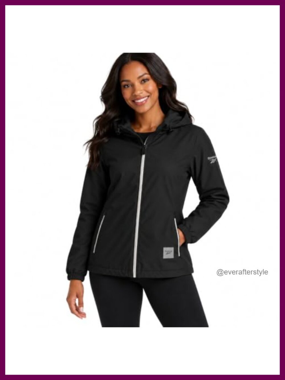 Reebok Womens Lightweight Rain Jacket Full-Zip Hooded Windbreaker